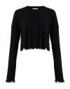 Uma Wang Cropped Ribbed Knitwear Top With Long Sleeves In Black
