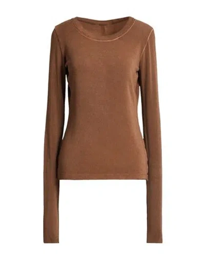 Uma Wang Woman T-shirt Brown Size L Viscose, Elastane