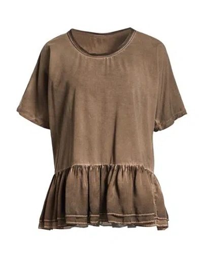 Uma Wang Woman T-shirt Brown Size M Cotton, Elastane, Silk