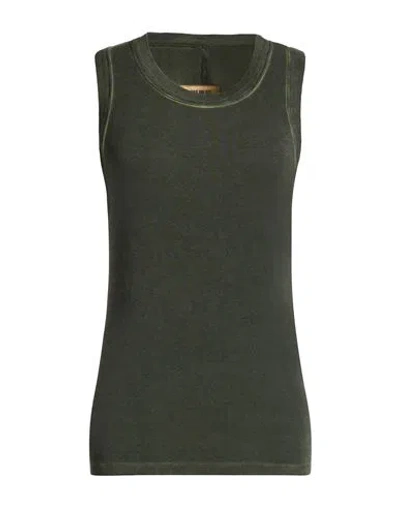 Uma Wang Woman T-shirt Dark Green Size M Viscose, Elastane