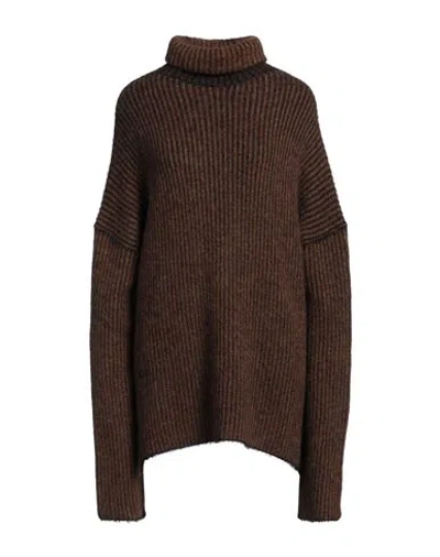 Uma Wang Woman Turtleneck Brown Size L Polyamide, Alpaca Wool, Wool