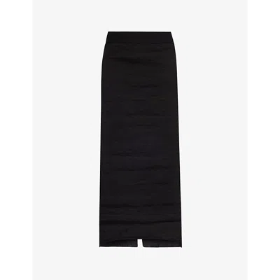 Uma Wang Womens Black Glow Slim-fit Linen-blend Midi Skirt