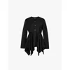 Uma Wang Omens Black Koney Asymmetric-hem Cotton-blend Jacket In Black