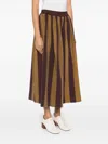 Uma Wang Striped A-line Maxi Skirt In Uw724 Red/mustard