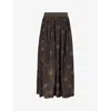 Uma Wang Womens Dark Brown Gillian Distressed-pattern Woven Maxi Skirt In Dark Brown