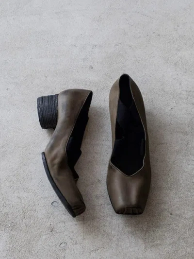 Uma Wang Women High Ballet Calf Shoes In Uw439 Dark Olive/black