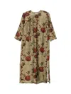 Uma Wang Women's Pomegranate-print Tie-front Midi Dress Green/red