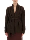 Uma Wang Plush Textured Wool Blend Cardigan With Shawl Collar In Black