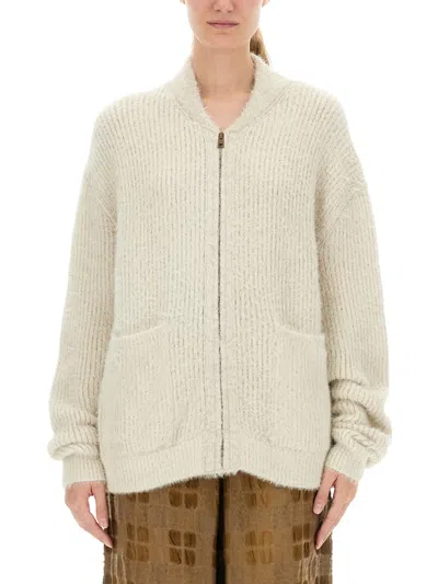 Uma Wang Wool Blend Cardigan In White