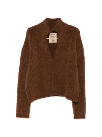 Uma Wang Wool Blend Polo Sweater In Brown