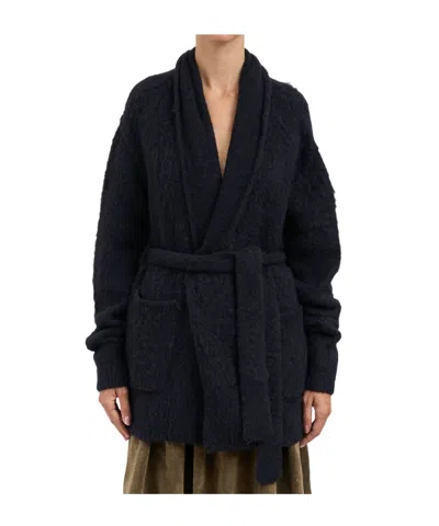 Uma Wang Wool Cardigan Oversized In Blue