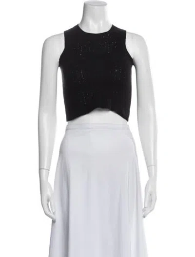 Pre-owned Uma Wang Wool Crew Neck Crop Top In Black