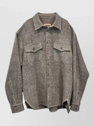 Uma Wang Wool Shirt Jacket In Yellow