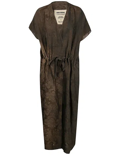 Uma Wang Wrap Midi Dress In Brown