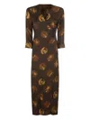 Uma Wang Abstract Pattern Dress Belted Waist In Multi