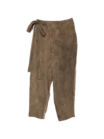 Uma Wang Lace-up Casual Pants In Brown