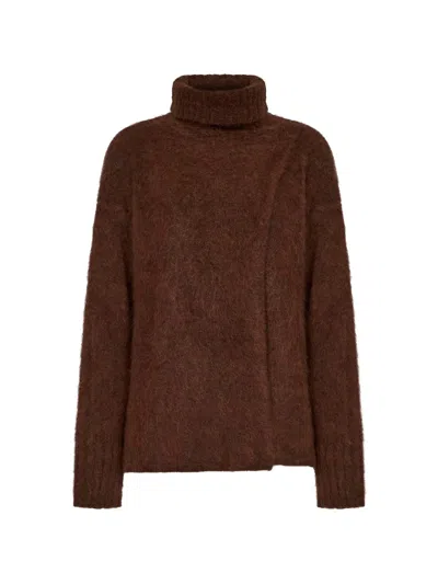 UMA WANG WRAP-EFFECT TURTLENECK SWEATER