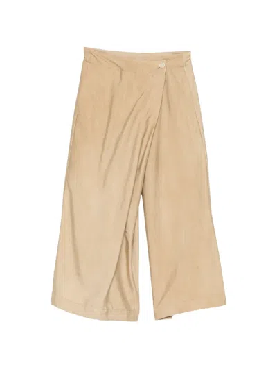 Uma Wang Wrap-front Wide-leg Trousers In Neutrals