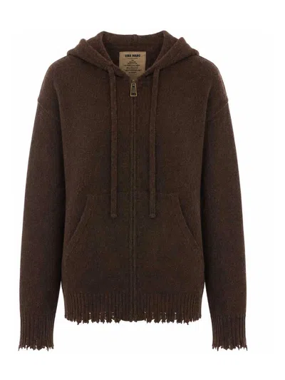 Uma Wang Zipped Sweater In Brown
