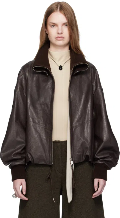 Umarmung Brown Vegetable Lambskin Blouson Jacket