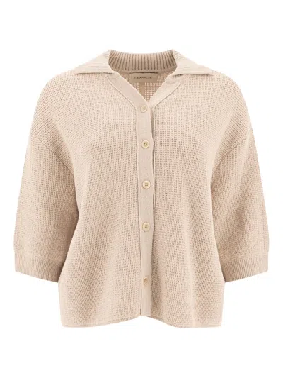 Umarmung Button Three-quarter-sleeves Cardigan In Neutral