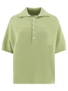 Umarmung Ribbed-collar Polo Top In Green