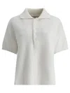 Umarmung Ribbed Polo T-shirt In White