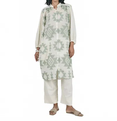 Umber & Ochre Samira Tunic Dress In Jamdani Sage Kora In Multi