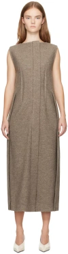 UMBER POSTPAST BEIGE WOOL FELTED MIDI DRESS