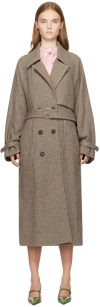 Umber Postpast Beige Wool Felted Trench Coat In Beige
