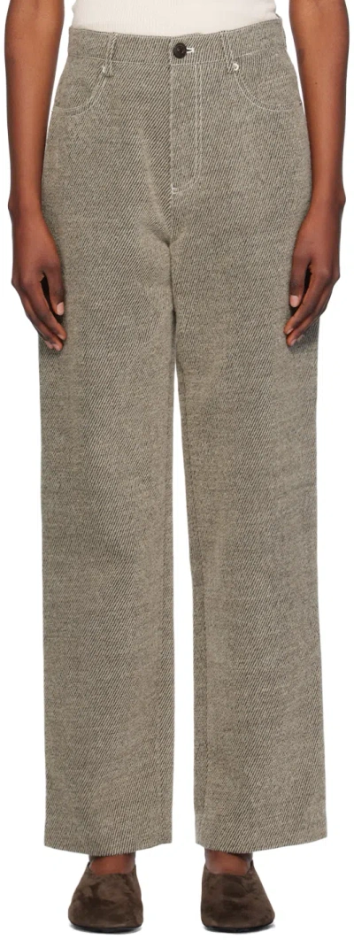 Umber Postpast Brown Recycled Hairy Wool Trousers