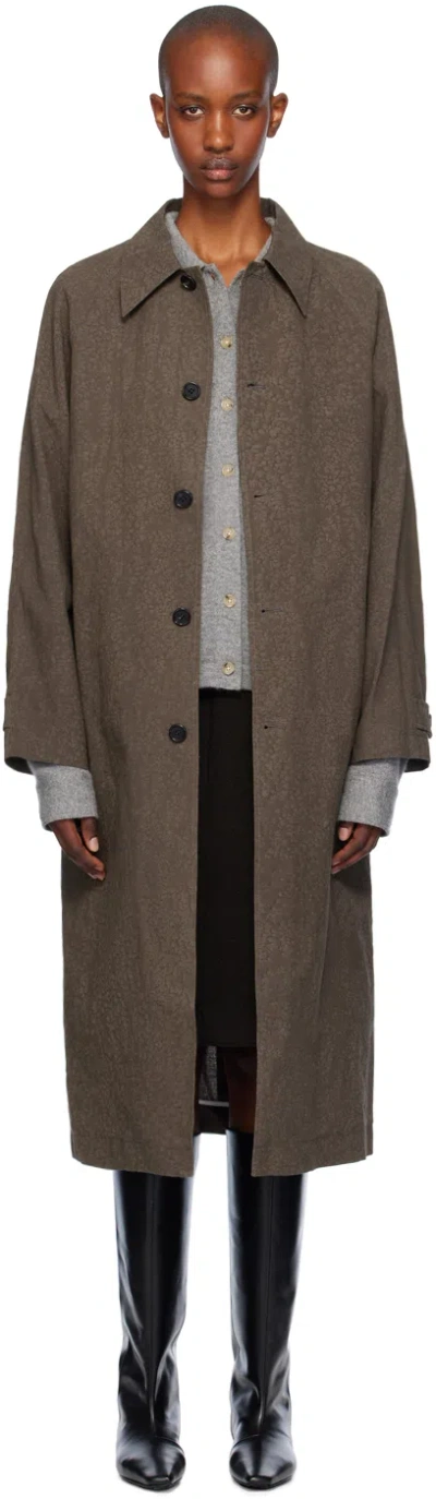 Umber Postpast Brown Salt Dyed Cotton Long Coat