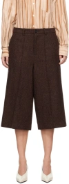 Umber Postpast Burgundy Wool Bermuda Shorts In Burgundy