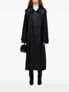 Umber Postpast Double-breasted Belted Trench Coat In Black