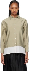 Umber Postpast Green Paneled Shirt In Olive Green