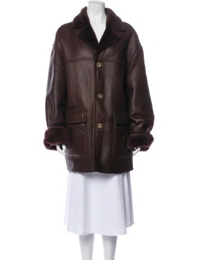 Pre-owned Umberto Olivieri Leather Faux Fur Vest In Brown