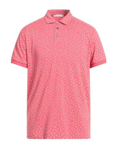 Umberto Vallati Man Polo Shirt Coral Size L Cotton, Elastane In Red