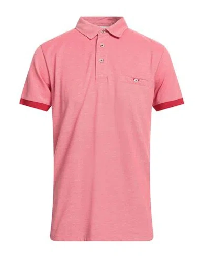 Umberto Vallati Man Polo Shirt Coral Size L Cotton, Polyester, Elastane In Red