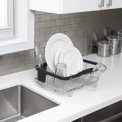 Umbra Adjustable Plastic Dish Rack In Black;nickel
