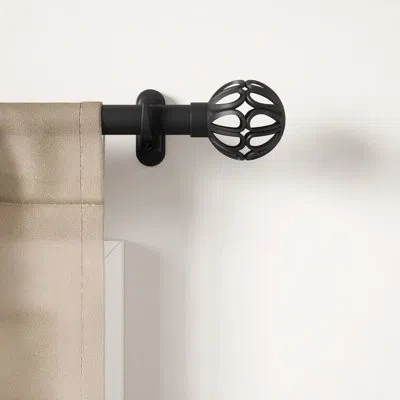 Umbra Aria Cage Pin-point 1" Single Curtain Rod, No Drill Installation, Includes Brackets & Hardware, 42 T In Matte Black