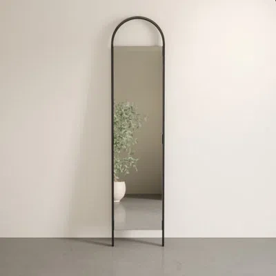Umbra Bellwood Arched Floor Mirror, Wood Frame Full-length Leaning Mirror In Black