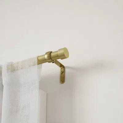 Umbra Cappa 1" Adjustable Single Curtain Rod Set, Windows Drapery Rod In Brass Matt