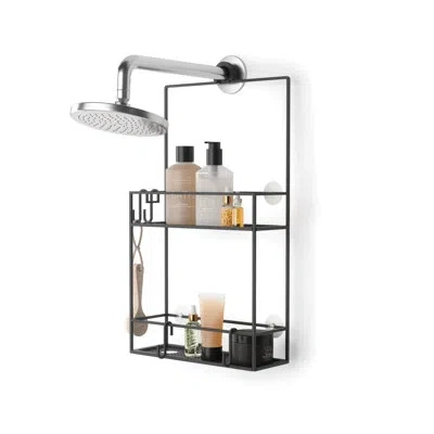 Umbra Cubiko Hanging Shower Caddy, Bathroom Organizer With Adjustable Shelves In Black