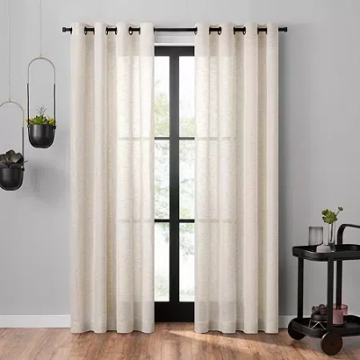 Umbra Dagen Grommet Top Sheer Single Curtain Panel In Sand