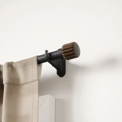 Umbra Evie Pin-point 1" Adjustable Single Curtain Rod, No Drill Installation, Includes Brackets & Hardware In Black,walnut