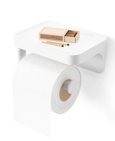 Umbra Flex Adhesive Toilet Paper Holder Shelf In White