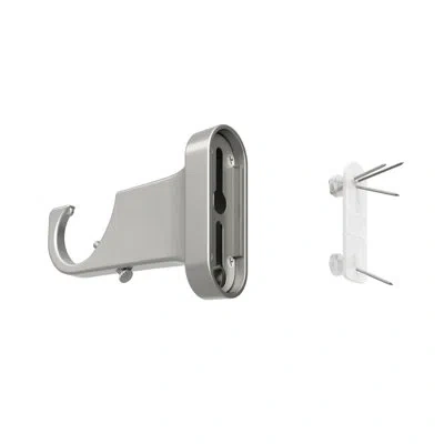 Umbra Geo Pin-point 1" Adjustable Single Curtain Rod, No Drill Installation, Includes Brackets & Hardware, In Silver