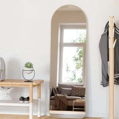 Umbra Hubba Full-length Floor Mirror With Metallic Frame, Leaning Or Wall-mount For Bedroom, Bathroom, Ent In Brown