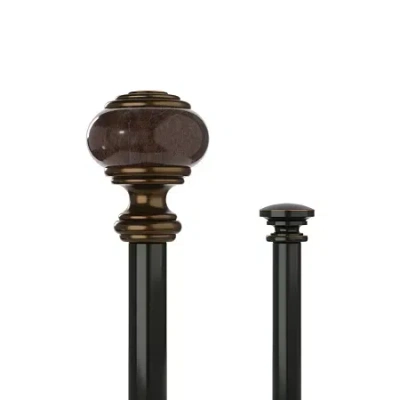 Umbra Marble Knob Double Curtain Rod In Brown