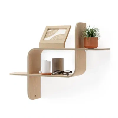 Umbra Montage Floating Wall Shelf Display Case In Natural